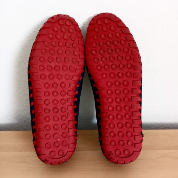 ANDREW Leather Loafers Suction Slip Resistant Sole SZ 43 Blue Red Slip On Shoes - Picture 7 of 12